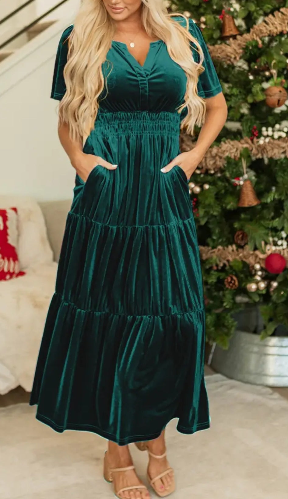 Evergreen Velvet Dress