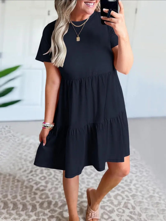Solid Tiered Dress